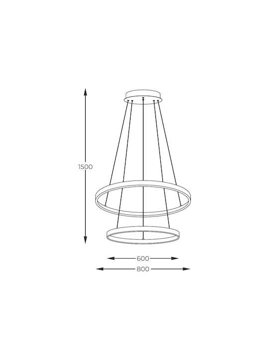 Elmark Pendant Lustră Auriu LED cu Bianco reglabil Lumină 80x80x150cm.