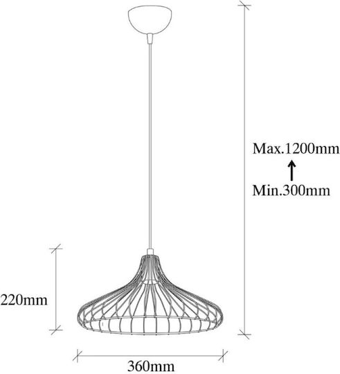 Opviq Depay Pendant Light Black with Socket E27 36x36x120cm
