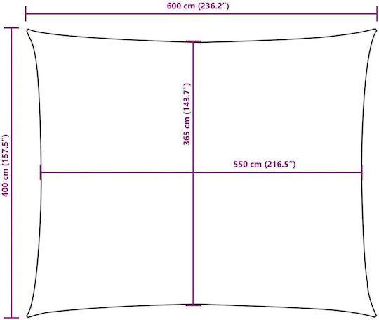 vidaXL Правоъгълена Shade Sail Екрю С парчета & с PU покритие 4x6m