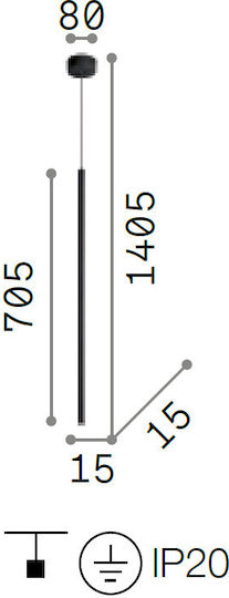 Ideal Lux Filo Sp1 LED Κρεμαστό Φωτιστικό 150x70.5εκ. Ideal Lux Filo Sp1 LED Κρεμαστό Φωτιστικό 150x70.5εκ.