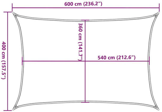 vidaXL Rectangular Shade Sail Ecru With Hoop 4x6m