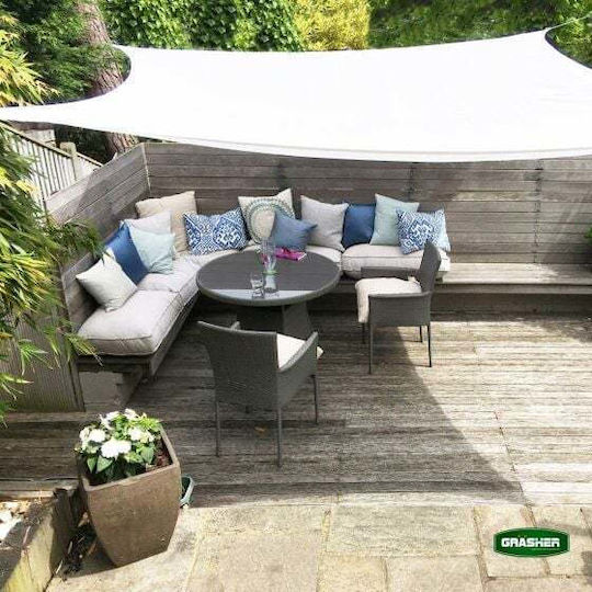 Grasher Ε220 Квадрат Shade Sail Бял С парчета 5x5m 180гр/кв.м