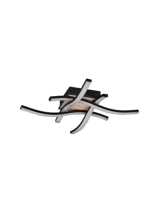Trio Lighting Route Πλαφονιέρα Οροφής 46εκ. Μαύρη με Ενσωματωμένο LED