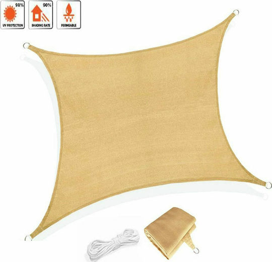 Grasher Ε220 Square Shade Sail Beige With Hoop 3.6x3.6m 180gr/m²