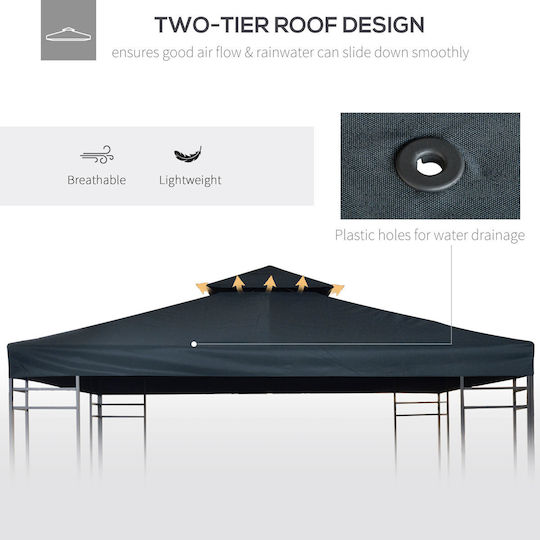 Outsunny Gazebo Κάλυμμα για Κιόσκι Γκρι 3x3m