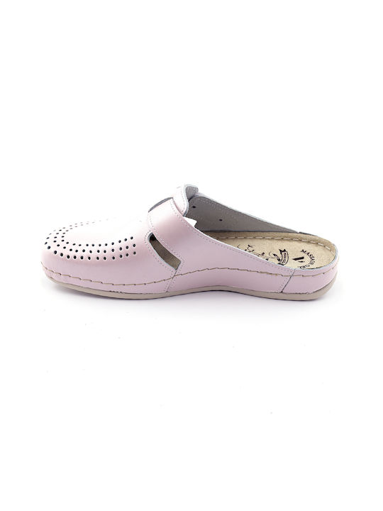 Vesna Women's Leather Anatomic Clogs Pink