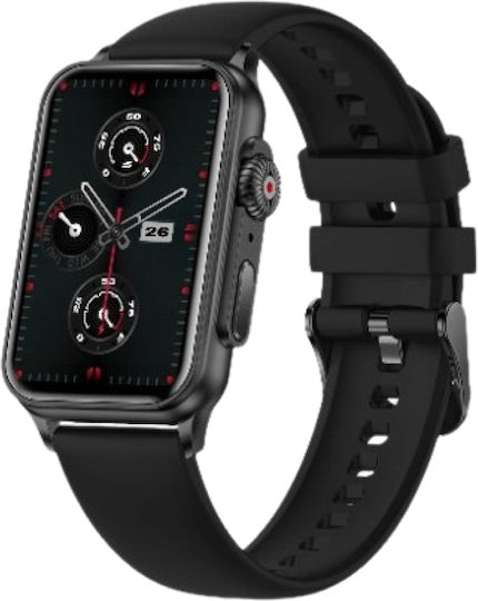 Aoke GH23 Smartwatch with Heart Rate Monitor (Black Case / Black Silicone Strap)