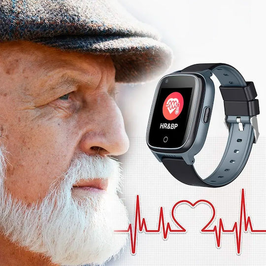 Wonlex D32S Smartwatch με SIM και Παλμογράφο (Μαύρη Κάσα / Μαύρο Λουρί Σιλικόνης)