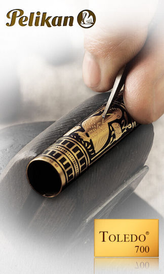 Pelikan Toledo M700 Fountain Pen with Quill Fine Steel with Black Ink