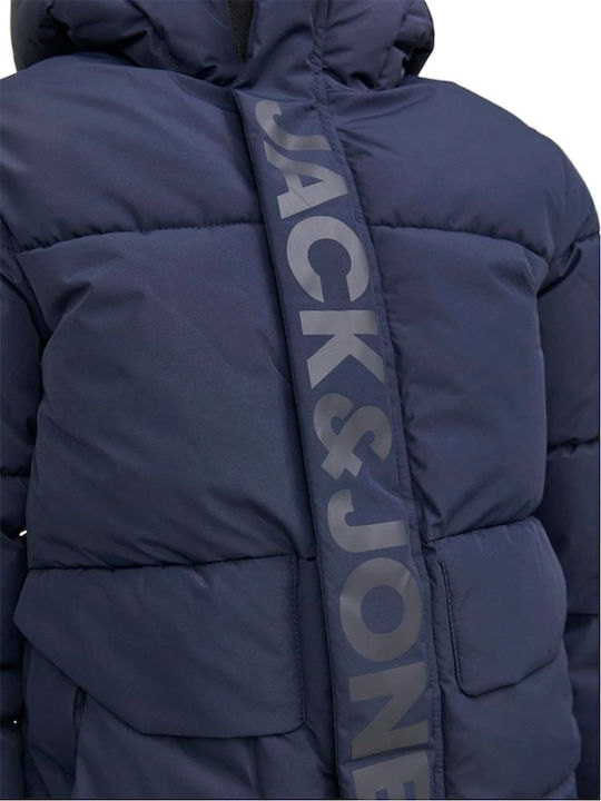 Kids' Quilted Jacket Short with Hood Dark Blue