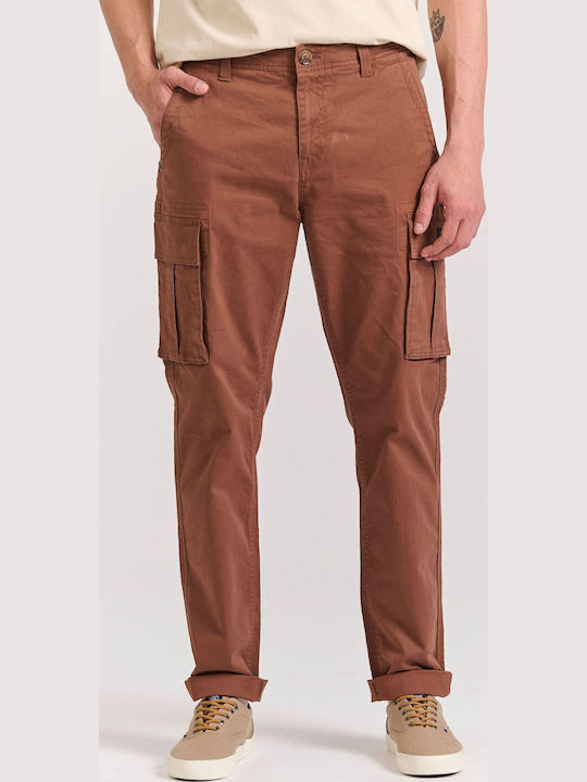 Trousers Cargo Elastic in Regular Fit Brown
