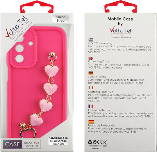 Volte-Tel Hearts Strap Back Cover Silicone with Strap Pink (Galaxy A16)
