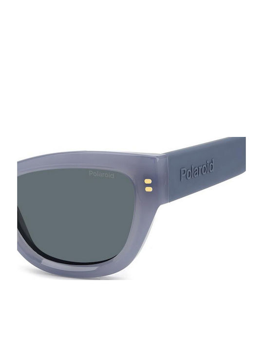 Polaroid Women's Sunglasses with Blue Plastic Frame and Gray Lens PLD6237/S/X MVU/C3