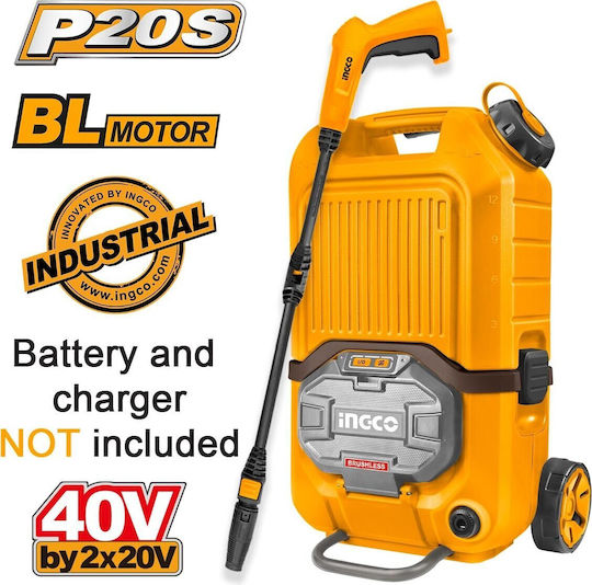 Ingco Pressure Washer Battery 20V Solo with Pressure 80bar