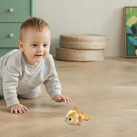 Jucărie mecanică pentru copii Pește amuzant Flippy Cheie Distractivă Se târăște Se mișcă 11 X 9 X 7,5 cm Galben