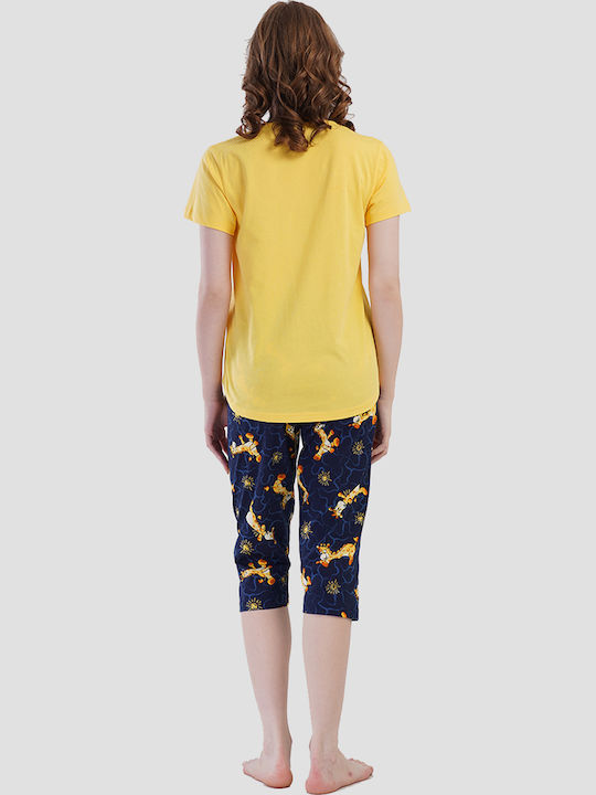 Vienetta Secret Sommer Damen Pyjama-Set Yellow