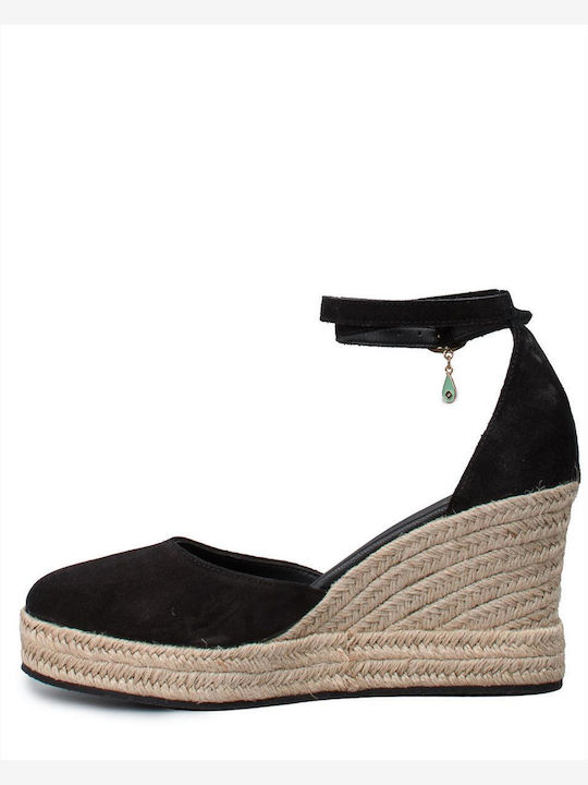 Komis & Komis Platforme dama în stil espadrile Negre