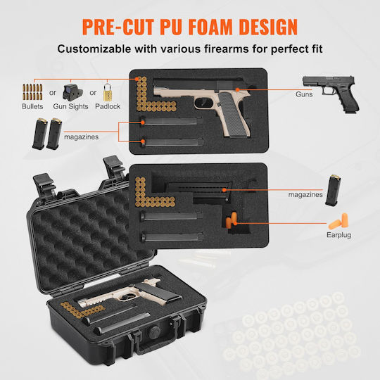 Tocuri pentru arme Vevor, carcasă dură pre-tăiată cu spumă PU cu încuietoare pentru 1 armă