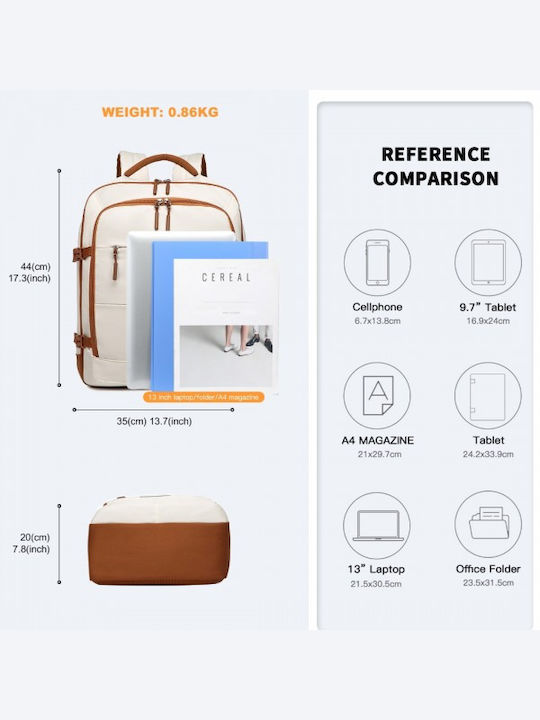 Miss Lulu Backpack Backpack for 15.6" Laptop Beige EM2413