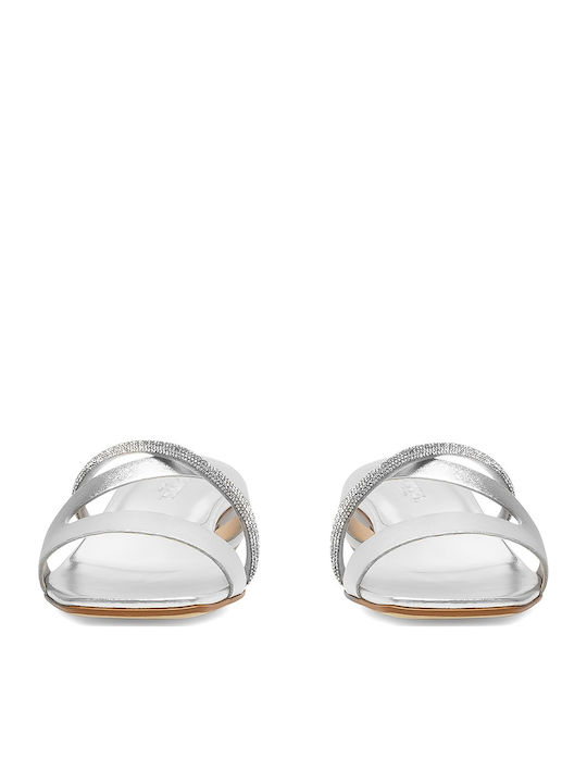 Flache Sandalen für Damen in Silber Farbe