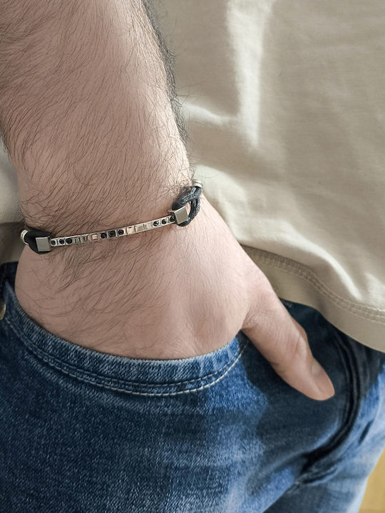 Ανδρικό Βραχιόλι Ανοξείδωτο Ατσάλι Ζιργκόν & Βαμβακερό Κορδόνι 21,5 Εκατοστά Tribute 0230368201 Ανδρικό Βραχιόλι Ανοξείδωτο Ατσάλι Ζιργκόν & Βαμβακερό Κορδόνι 21,5 Εκατοστά Tribute 0230368201