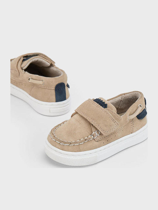 Boys Suede Moccasins with Velcro Beige
