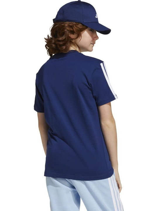 Kinder-T-Shirt Blau Essentials 3-Stripes
