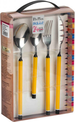 Pintinox Matite Set de Tacâmuri Inoxidabil Galbene 24buc