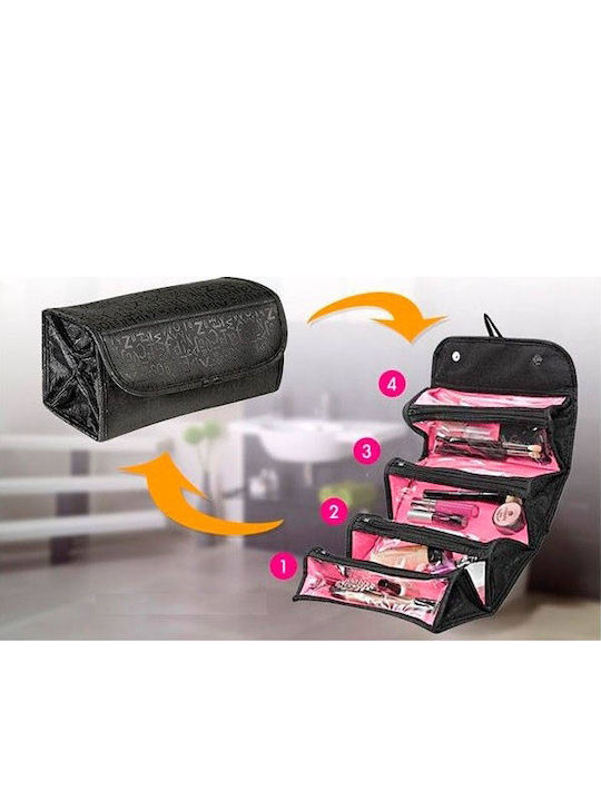 Geantă Organizator Parfum Cosmetic Tecos Ideală pentru Călătorii Denim Negru 4 Compartimente Negru