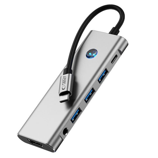 Tech-Protect HB04 USB-C Docking Station με HDMI 4K PD Ethernet Γκρι
