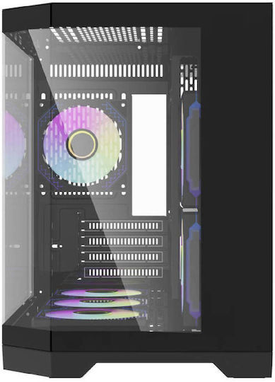 Darkflash FT418 Gaming Midi Tower Computer Case with Window Panel and RGB Lighting Black