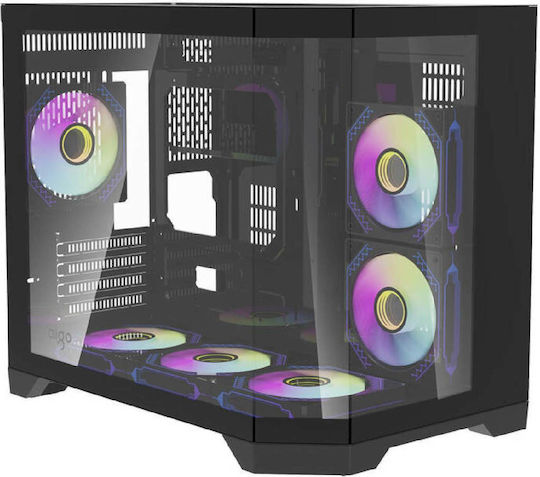 Aigo FT418 Геймърско бюро Midi Tower Компютърна кутия със страничен прозорец и RGB осветление Черен