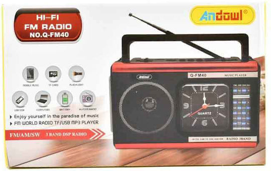 Andowl Q-FM40 Φορητό Ραδιόφωνο Μπαταρίας με USB Ασημί