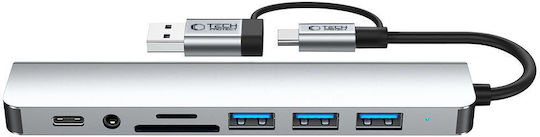 Tech-Protect HB06 Hub 5 Ports USB 3.0 with USB-A / USB-C Connection Gray