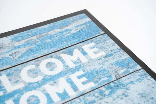 Sdim Fußmatte Teppich mit rutschfester Unterlage 159 Welcome Home Hellblau 45x75cm Dicke 6mm