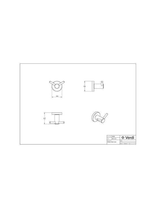 Verdi Sigma Double Wall-Mounted Bathroom Hook ​4.4x4.2cm Bronze