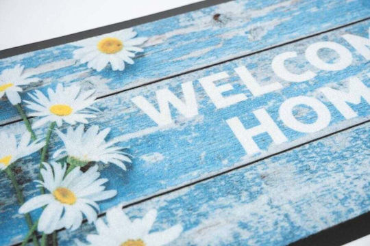 Sdim Fußmatte Teppich mit rutschfester Unterlage 159 Welcome Home Hellblau 45x75cm Dicke 6mm
