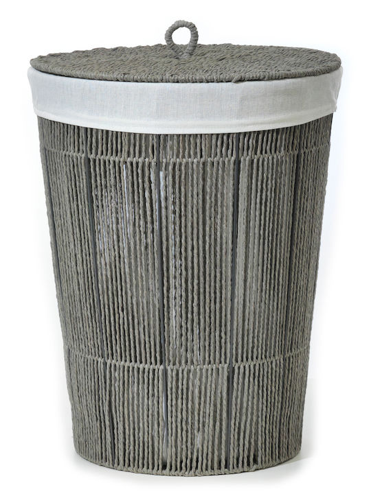 ArteLibre 06511359 Καλάθι Απλύτων Ψάθινο με Καπάκι 42x42x54cm Γκρι