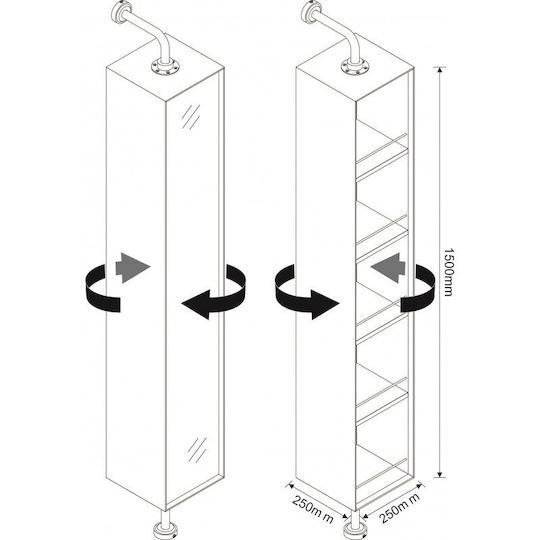 Inter Ceramic Icp 2525 Bathroom Column Pvc Rotating Moisture Resistant Waterproof 1500x250 Mm Wood Finish