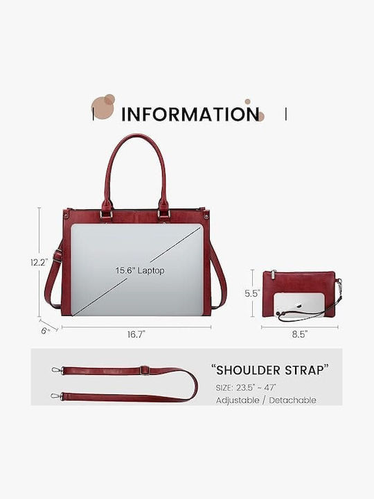 Σετ Γυναικεία Τσάντα Shopper Ώμου Κόκκινη