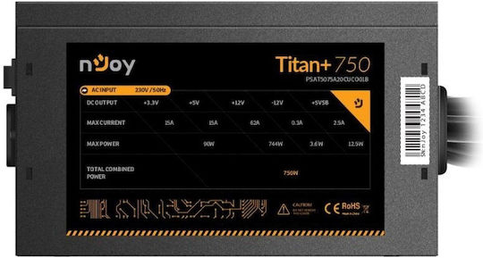 NJOY Titan+ 750W Schwarz Computer-Netzteil Voll verkabelt 80 Plus Bronze