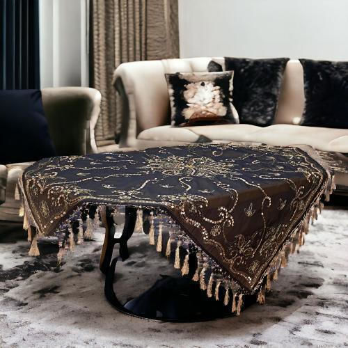 Linea Home Кариран Подредба 4бр Saira Black / Gold