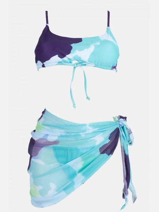 Set Bikini Set De Bikini Cu Burete Detașabil Tie Dye - Verde Turcoaz