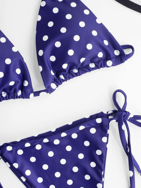 Set Bikini Set De Bikini Triunghi Cu Burete Detașabil Cu Buline Violet