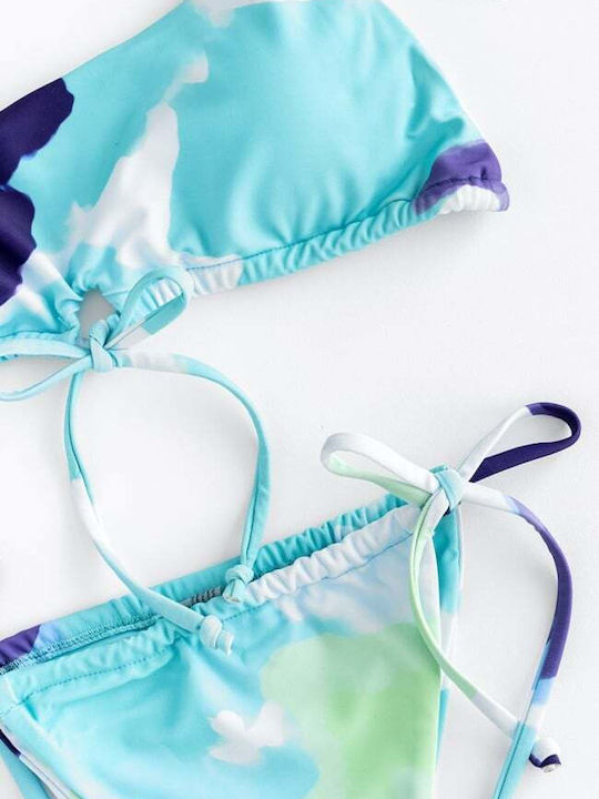 Set Bikini Set De Bikini Cu Burete Detașabil Tie Dye - Verde Turcoaz