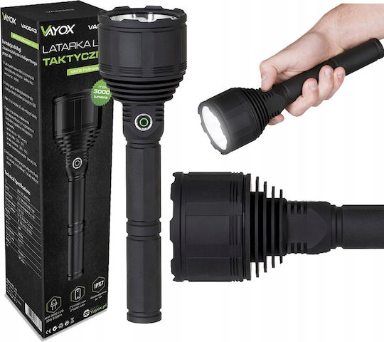 Vayox Pro Φακός LED με Μέγιστη Φωτεινότητα 3000lm