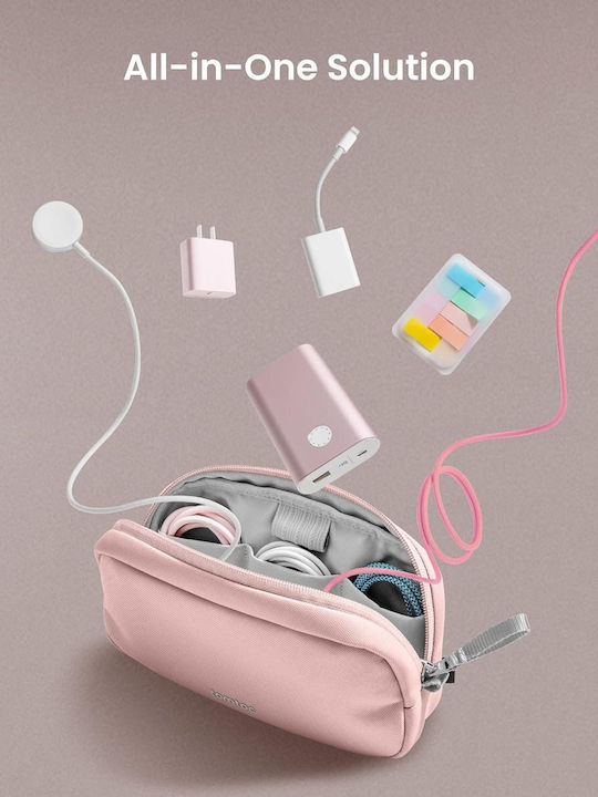 Tomtoc Light-t12 Husă Universală Pouch Accesorii Powerbank Smartphone 1L Mic Roz T12s1p1