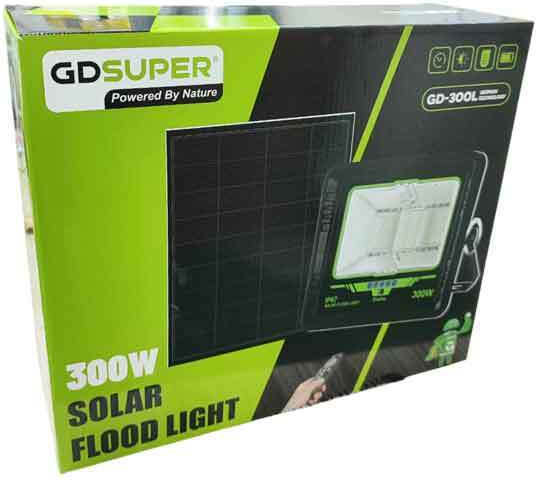 Gdsuper Τοίχου Στεγανός Ηλιακός Προβολέας LED 300W Ψυχρό Λευκό 7500K με Τηλεχειριστήριο IP67