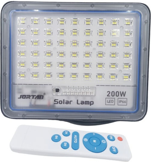 Jortan Waterproof Solar LED Floodlight 200W Cold White 6500K with Remote Control IP66