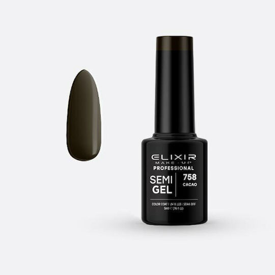 Elixir Semi Gel Semi-Permanent Nail Polish 758 Cacao 5ml 1pcs